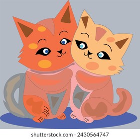 Two cats playing together vector