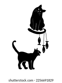 Two cats silhouette. Vector illustration