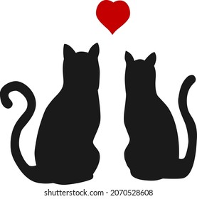 Two cat`s silhouettes  Cats in love 
