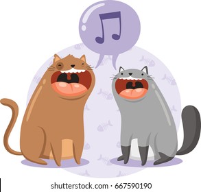 two cats singing together