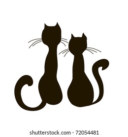 Two Cats Sit Childrens Sketch Stock Vector (Royalty Free) 72054481 ...