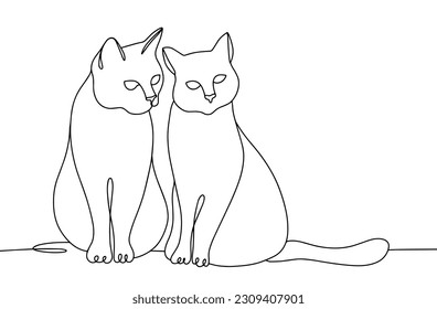Two cats sit side