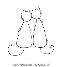 Two cats sitting side by side.Vector illustration.
