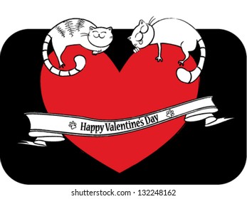 Two Cats Sleeping On A Heart Vector