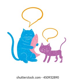 two Cats are talking about that which one could eat fish