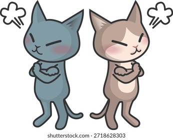 Dos gatos que tuvieron una pelea y ahora se están alejando entre sí