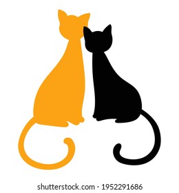 Dos gatos juntos. Rojo y negro.