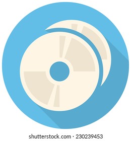 Two CD icon (flat design with long shadows)