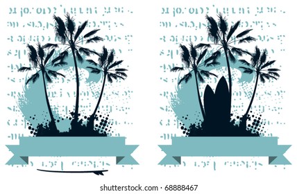 two celestial surf scene with banner palm and table