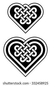 Two Celtic heart shape knots, vector illustration (isolated on white background)