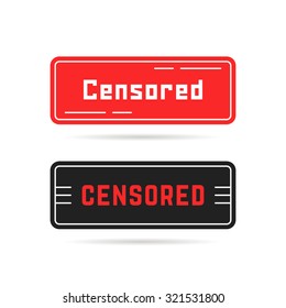 two censored banners with shadow. concept of parental advisory explicit content, violence, pornography, verify. isolated on white background. flat style trend modern logo design vector illustration