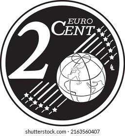 Two Cent Euro Coin Handmade Silhouette Logo Collection