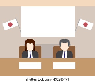 Two Ceo in meeting room with empty board, vector
