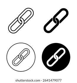 Two chain links icon set. Attach or lock symbol icon. Thin line and thick line styles, cut out, black solid. With circle. For website design, logo, app, template, ui, etc. Vector illustration.