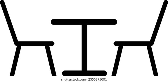 Zwei Sessel und Tischsymbol einzeln auf weißem Hintergrund. Vektorgrafik