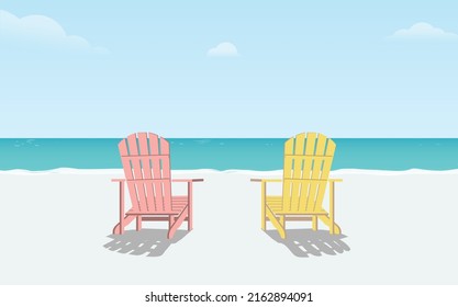 Two chairs at the beach, relaxed beach scene, pristine beach, white sand beach, Vacation scene, couple travel.