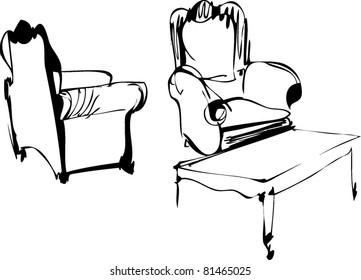two chairs and coffee table