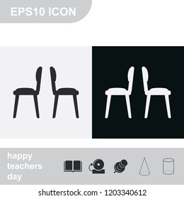 Two chairs flat black and white vector icon.