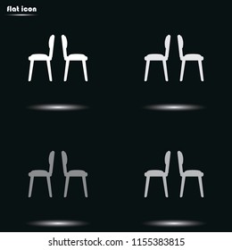 Two chairs flat grayscale vector icon.