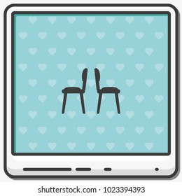 Two chairs flat vector icon.