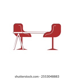 Ícone de duas cadeiras sobre fundo branco. Ícone de cadeira de desenhos animados para web design isolado no fundo branco. Projeto de ilustração de cadeira de reunião. Design de elemento de ilustração com tema de café