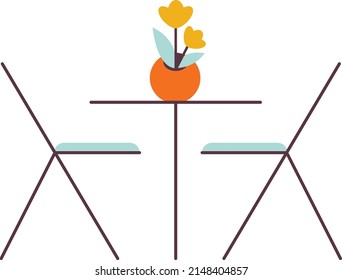 Two Chairs Restaurant Table With Flowers Concept 