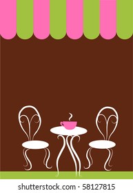 two chairs and table in a coffee shop, vector illustration