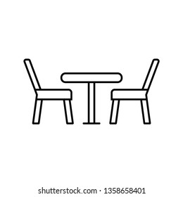 Two chairs with table icon - vector