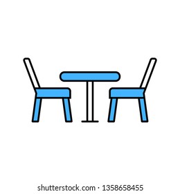 Two chairs with table icon - vector