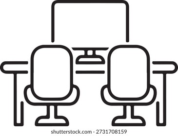 Dos sillas con la tableta aislada en el fondo blanco, ilustración