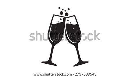 Two champagne flutes toasting with bubbling champagne