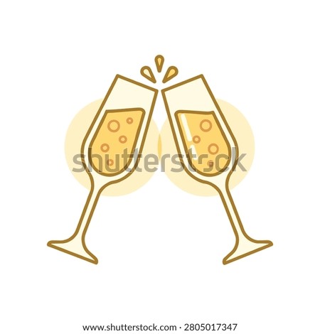 Two champagne flutes toasting celebration illustration with champagne toasting celebration sparkling beverage