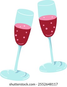 Two champagne glasses for celebratory toasts