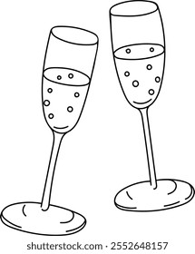 Two champagne glasses for celebratory toasts