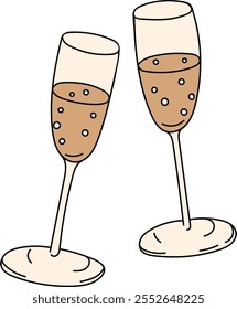 Two champagne glasses for celebratory toasts