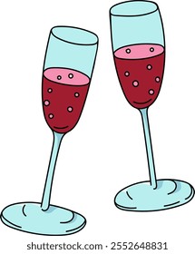 Two champagne glasses for celebratory toasts