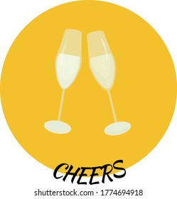 Two champagne glasses. Cheers. Vector illustration.