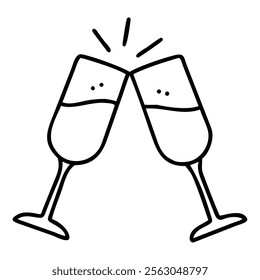 Two Champagne Glasses Clinking in Celebration

