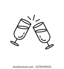 Icono de dos gafas de champán. Ilustración vectorial negra de alta calidad.