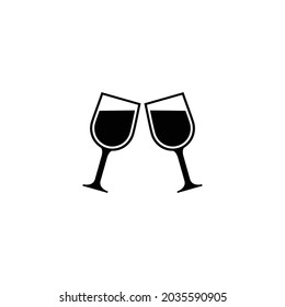 Icono de dos copas de champán aisladas de fondo blanco. Ilustración del vector