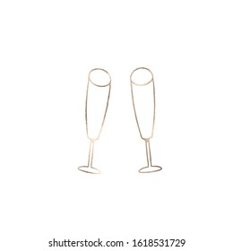 Two champagne glasses illustrations  isolate on white background 