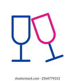 Two champagne glasses toasting. Concept of celebration, party, and cheers.