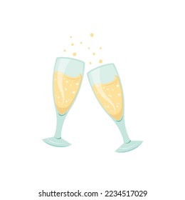 Dos gafas de champagne ilustración vectorial de tostado gráfico aislado