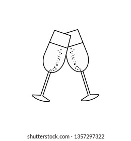 two champagne glasses vector icon on white background 