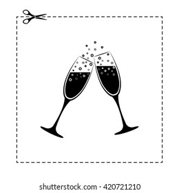 two champagne glasses vector icon