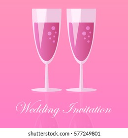 Two Champagne Glasses. Vector illustration