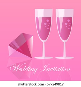 Two Champagne Glasses. Vector illustration