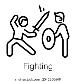 Two character fighting with each other, line style icon