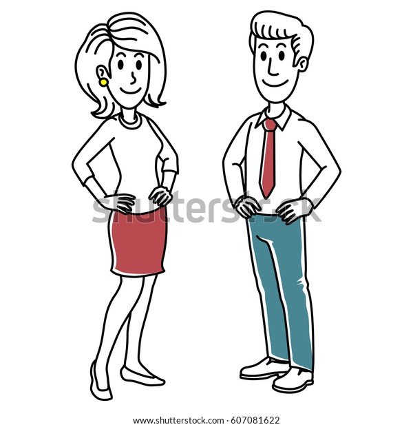 Two Characters Doodle Style Vector Illustration Stock Vector (Royalty ...