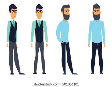 Two characters front and side